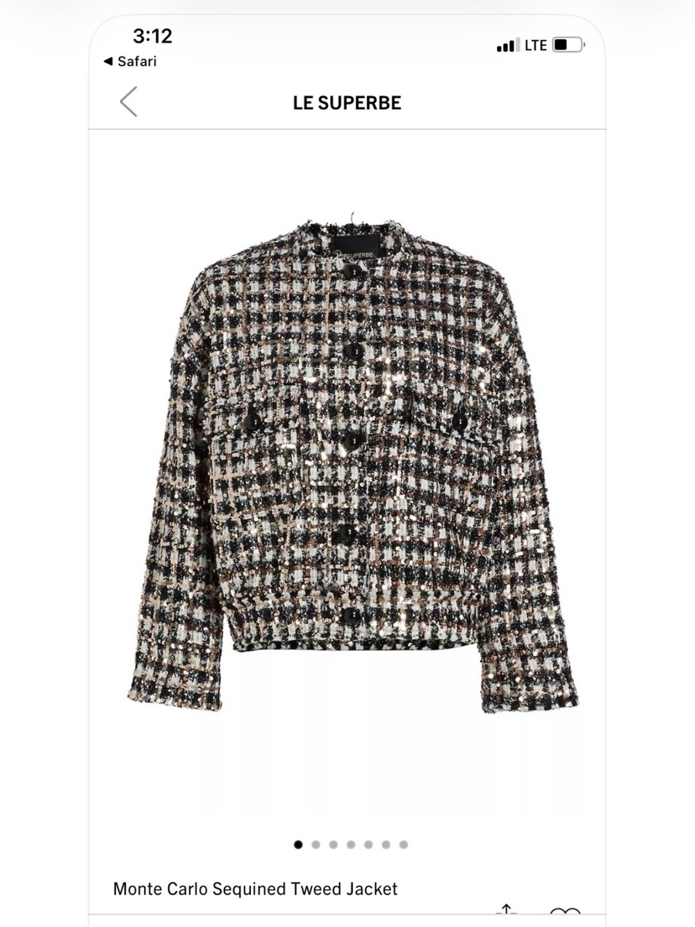 Le Superbe Tweed Bomber Jacket - Black sequin gorgeous  sz2 fits like a 8-10-12.